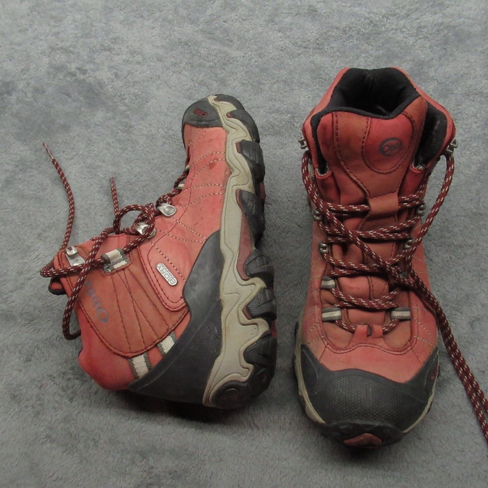 Oboz Bridger Womens 8 Lace Up Boots Rose Waterproof Hiking Rugged Grippy Trail
